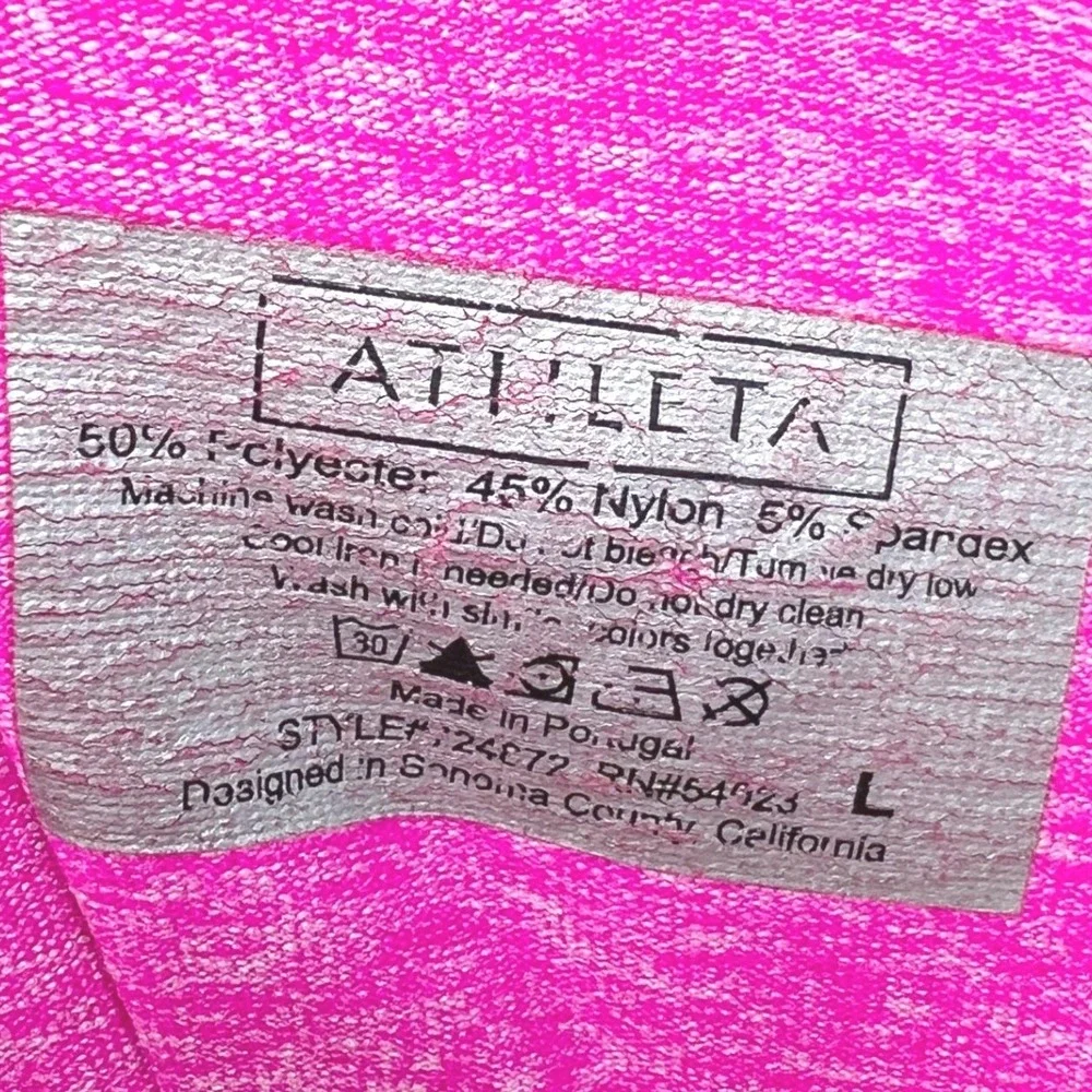 Athleta Momentum Long Sleeve Pink Heather‎ Space Dye Ruched Top Womens Size L